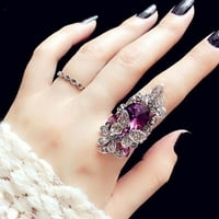 Prstenovi za ženu Modni nakit Retro Sapphire & Amethyst Inlay Leptir Veličina zvona nakit za uklanjanje