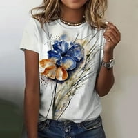 Youmylove ženske ljetne modne casual cvijeće tiskane kratkih rukava O-izrez T-majice na vrhu staze za