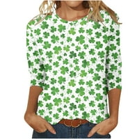 Bluze za žene srušeno casual, dame Dan St Patrick tiskane majice rukave majice krasta posada Bohemijski