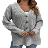 Nizieer žene dugih rukava na dugih rukava otvorena prednja kardigan džemper meka jakna dolje kaput sivi