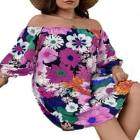 Ženska boho cvjetna tunika sa ruka s višebojnih ručnih rukava plus haljine veličine 4xl