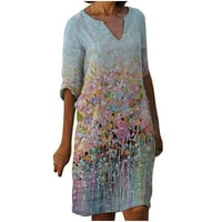 Ženska Boho V izrez ruffle cvjetni omotač Maxi haljina ispisana V-izrez Split s kaišnim haljinama Dnevno
