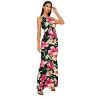 Maxi haljine za žene O-izrez bez rukava cvjetno print zastrepljene letnje ljetne večernje večernje zabave