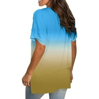 Amidoa Žene vrhovi gradijentski gornji vrhovi i bluze kratki rukav V izrez Loseti FIT košulje Tunike