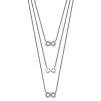 Sterling srebrna tri Strand CZ CUBIC Zirconia Infinity Love Knot Simbol 2in produžni ogrlica - sa zaštitnim