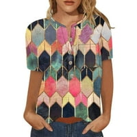 Ženski vrhovi kratkih rukava odštampana bluza Ležerne prilike za žene Ljeto Henley majice Tuničke majice