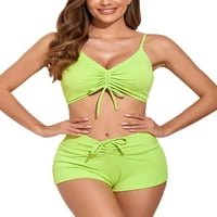 Ženski bikini set dvodijelni kupaći odijela Čvrsta boja za crtanje bikini Top Shorts kupaći kostimi