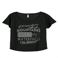 Cisterne umanjene planine planinare vodopad ženski opušteni utočani dolman majica Tee Heather crna 3x-velika