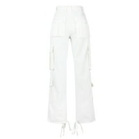 Ženske y2k baggy teretne hlače s malim strukom patentni zatvarač izgubljene široke pantalone za noge