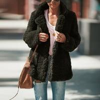 Ecqkame Winter Jackets za žene Medvjed od runa prevelizirani-fit rever jaknu kaput žene plus veličina