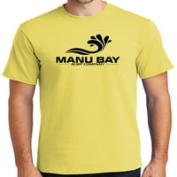 Kompanija Manu Bay Surf Muns White logo Surfer pamučna majica, srednje vapne zelene boje