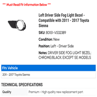 Lijevo bočno maglica za maglu - kompatibilna sa - Toyota Sienna