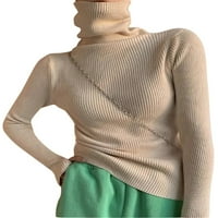 Gudcoco žene rebrasti pletene vrhove dugih rukava kornjače pune boje tanka montaža džemper