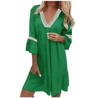 Žene Ljetna haljina Ležerne prilike CALCE V VRAT HORN SOLID kratkih rukava Haljina od plaže