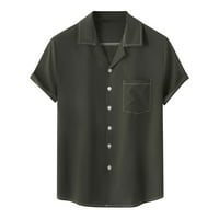 pamučna redovita Fit Havajska majica za muškarce kratki rukav casunski gumb dole čvrsta boja obična