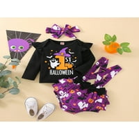 Calsunbaby novorođenčad Dječji odjeća Set odjeće Halloween crtani uzorci dugih rukava + kratke hlače