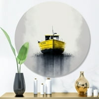 Art DesimanArt Žuti čamac za maglu na jezeru III Primorski brod metalni okrugli zid Art - Disk od