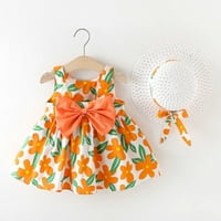 Corashan Tollder Girls 0-4Y haljina beba pamuk mekani simpatični lukknot ispisuju haljinu + hat
