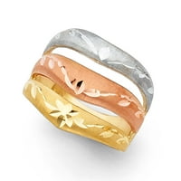 Jewels 14k žuta bijela i ruža Three Color Gold Semanario prsten veličine 9
