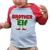 ate odjeća djeca brat elf božićna majica raglan crvena
