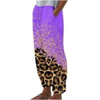 Hlače za žene, ženske visokog struka joga hlača široka noga Boho Print casual bager labavi + patentne