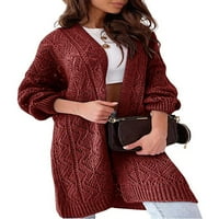 Ženska proljeća i jesenska modna boja puna boja grubo pletene džemper kardigan