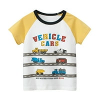 Ljetni mali dječaci Djevojke kratki rukav crtani vozilo print casual vrhovi za dječju odjeću žuti 140