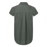 Ženske vrhove kratkih rukava od pune bluze casual ženske modne Henley Tshirts sive 3xl
