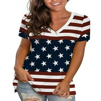 Ženska modna labava bluza zvijezda Stripe USA zastava Amerika Majica vrhovi grafičkim kratkim rukavima