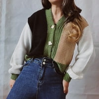 Smanjeni gumb sa ženskim džemper prema dolje V-izrez pulover pulover pune boje labave dugih rukava dugih