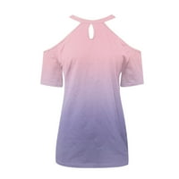 Ženska majica kratki rukav V-izrez majica Ležerne prilike, ružičasta s