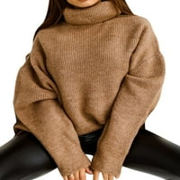 Capreze pune boje pleteni džemperi za žene dugih rukava džemper visoki vrat Basic pulover camel 2xl