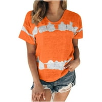 Ženske ljetne vrhove tiskane ljetne majice kratkih rukava Bluza Ležerne prilike narančasta 8