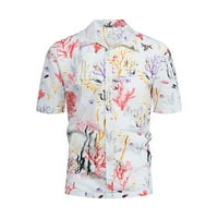 GUBOTARE majica za muškarce Muške cvjetne havajske košulje s kratkim rukavima dolje s majicama na plaži,