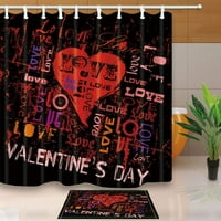 Saint Valentine'day Decor u obliku srca u obliku srčanog sktora za tuš za tuš kabine za kupine sa vratima 15,7x