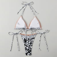 Xmarks Ženska seksi ruched trokut bikini grudnjak sa tangim kupaćim kostima White L