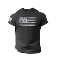 IOPQO MENS majica Muška štampana majica Američka zastava Nestrpljivi O vrat kratkih rukava BlouseSummer