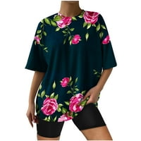 T majice za žene kratki rukav Bluze Regularne fit t majice Pulover tees vrhovi cvjetni tisak T-majice