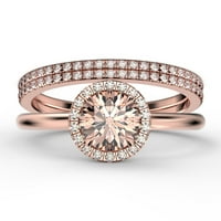 Bajk minimalisti 2. Carat Round Cut morgatit i dijamantni zaručnički prsten, klasični halo vjenčani