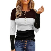 Košulje s dugim rukavima za ženske vrhove gumb CACT V Vrat niz Henley Bluze sa džepom