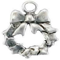 Sterling Silver 16 BO lanac dvostrani božićni vijenac Privjesak ogrlica sa privezom
