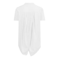 Ženske bluze Moda Ženska majica od pune boje V-izrez Natrag Nazad Pleted kratkih rukava Top Bijeli XXL
