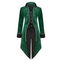Muški parnipunk vintage crni tajni nosač gotički jakna baršun viktorijanski frock kaput zeleni xl