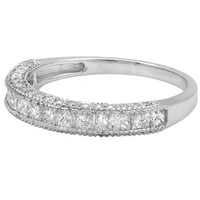 DazzlingRock kolekcija 1. Carat 18K princeza i okrugla Diamond Dame Wedding Ring CT, bijelo zlato, veličina