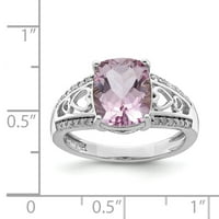 Sterling Silver Rhodium diam. & PINK Kvarcni prsten - Veličina 8