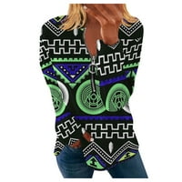 Ženska modna patentna patentna patentna pauzeća pulover sa majicom etničke stile Top Green XL