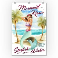 Plaža Fort Myers, Florida, Mermaid poljupci i želje zvijezde, akvarel