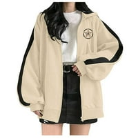 HUNPTA Ženski sa hoodie modni predimenzionirani print Hoodie Comfort Plus Veličina duksera Teen jakna