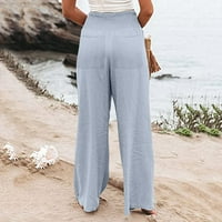 Eguiwyn posteljine za žene za žene visoke struk široke noge labave palazlo hlače casual plaže trendi
