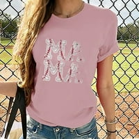 Mchoice ženske majice kratkih rukava za bejzbol mamine majice Ležerne prilike od ispisanih u okruglim